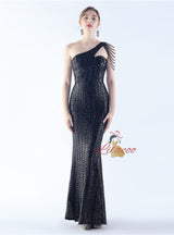 One Shoulder Mermaid Sequins Prom Dress