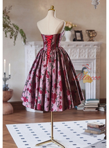 Burgundy Print Homecoming Dress