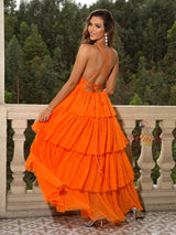 V-neck Mesh Pleated V-neck Dress