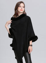 Wool Jacquard Pullover Cloak Shawl