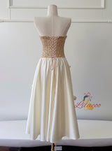 Satin Spaghetti Straps Sequins Prom Dress