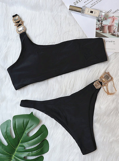 Luxury Crystal Diamond Chain Swimsuit