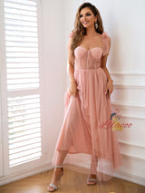 Sweet Gauze Sling Slim Long Dress