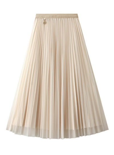 Metal Buckle Pleated Yarn Skirt