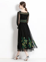 Mesh Embroidered Big Swing Dress