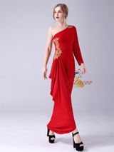 Red Long Sleeve Appliques Mother Of The Bride Dress