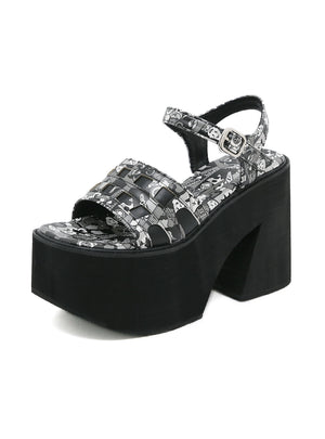Graffiti Painting Thick-soled High-heeled Sandals