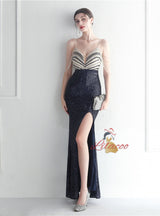 Spaghetti Straps Sequins Beading Prom Dress