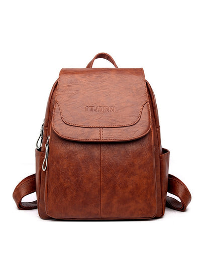 Large-capacity Student Soft Leather Travel Backpack