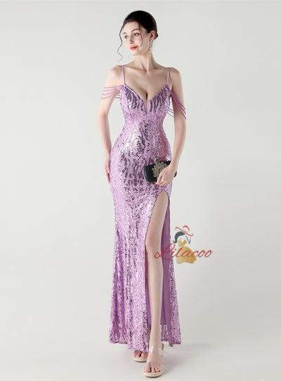 Mermaid Spaghetti Straps Beading Prom Dress