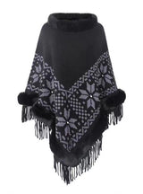 Fringe Knit Pullover Shawl Cloak