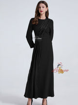 Long Sleeve Round Neck Beaded Dress