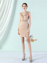 V-neck Beading Mini Prom Dress