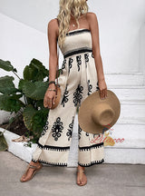 Wide-leg Pants Printed Tube Top Jumpsuit