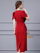 V-neck Satin Beading Mother Of The Bride Dress