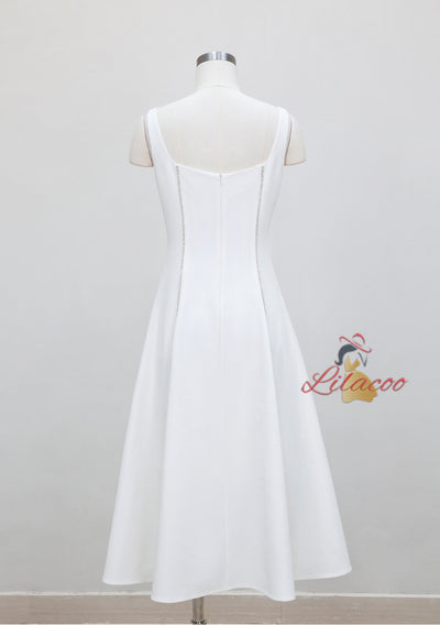 White Slim Sleeveless Dress