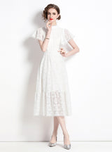 Lace White Short Sleeve Dress