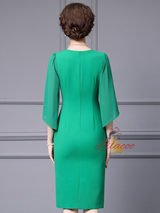 Green Short Sleeve Flower Mother Of The Bride Dress