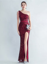 One Shoulder Sequins Party Dress