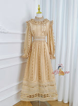 Palace High Neck Lantern Sleeve Dress