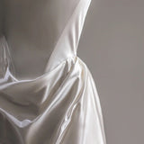 White Satin Straps Wedding Dress