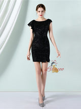 Sequins Cap Sleeve Short Sleeve Prom Dress