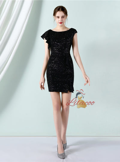 Sequins Cap Sleeve Short Sleeve Prom Dress