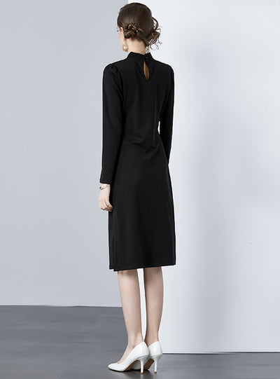 Beaded Tassel Landscape Embroidery Slim Dress