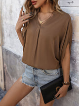 Bat Sleeve Solid Color Shirt
