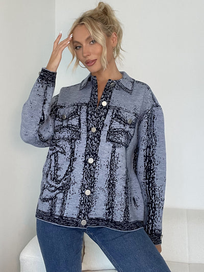 Women Graffiti Lapel Loose Coat