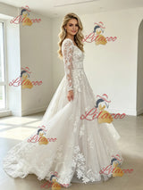 White Tulle Lace Appliques Wedding Dress
