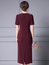 Burgundy Beading Crystal Mother Of The Bride Dress