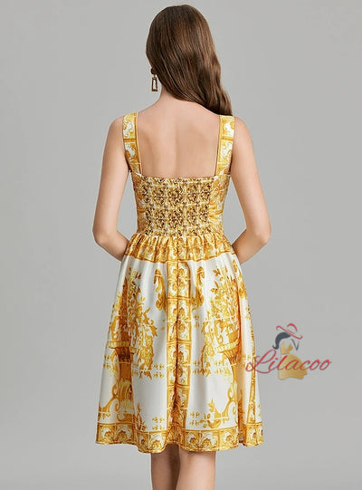 Retro Palace Printed Suspender Dress