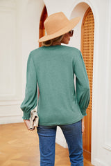 V-neck Lace Stitching Loose Long Sleeve T-shirt