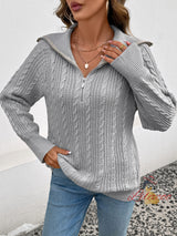 Retro Lapel Twist Zipper Sweater