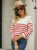 Pullover Stitching Button Sweater