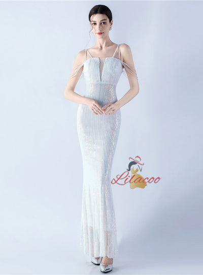 Mermaid Sequins Spaghetti Straps Prom Dress