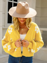 Knitted Flower Cardigan Sweater Coat