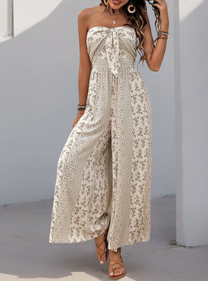 Summer Printed Casual Sleeveless Jumpsuit