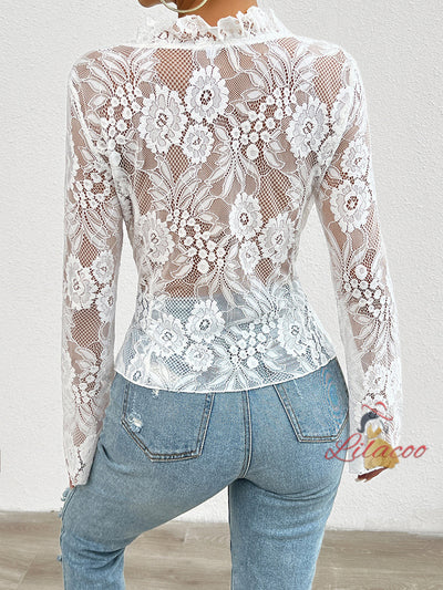 Sexy Slim Long Sleeve Lace Top