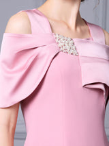 Red Straps Pearls Mother Of The Bride Dress