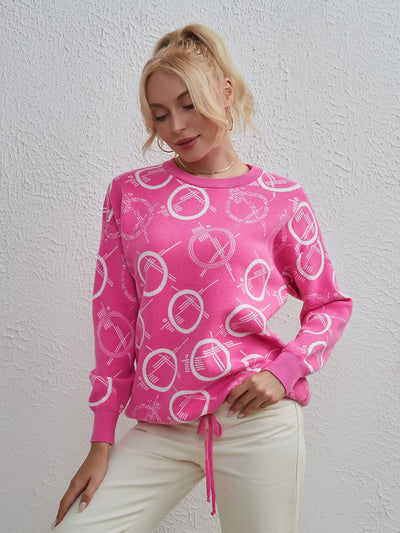 Loose Round Neck Printed Casual Sweater