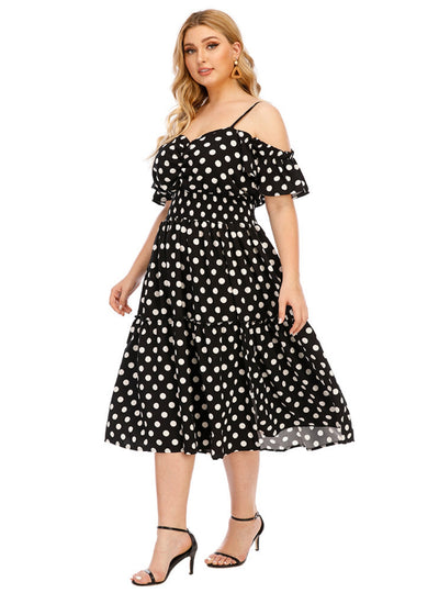 Polka-dot Suspender Loose Dress