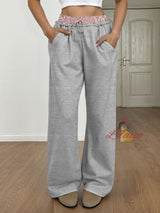 Contrast Stitching Straight Casual Pants