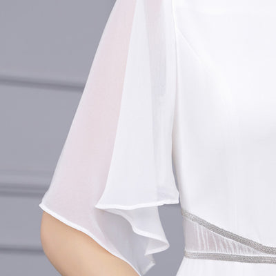 White Scoop Neck Chain Mother Of The Bride Dress