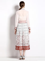 Printed Long Sleeve Lapel Shirt Dress