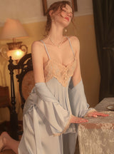 Sexy Lace Perspective Backless Pajamas Set