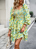 Holiday Leisure Floral V-neck Long Sleeve Dress
