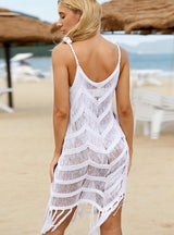 Knitted Suspender Long Tassel Woven Openwork Dress