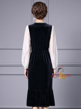 Black V-neck Velvet Mother Of The Bride Dress